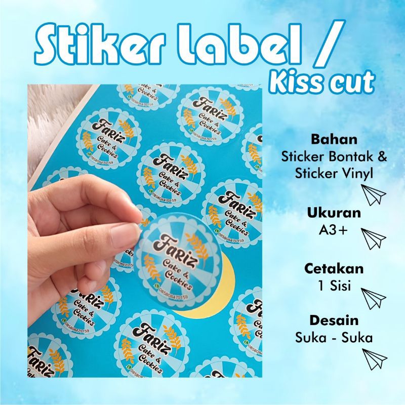 

CUSTOM Stiker Label, Stiker Kemasan, Stiker Makanan, Stiker Ollshop Potong Bentuk Print and Cut Ukuran Kertas A3+