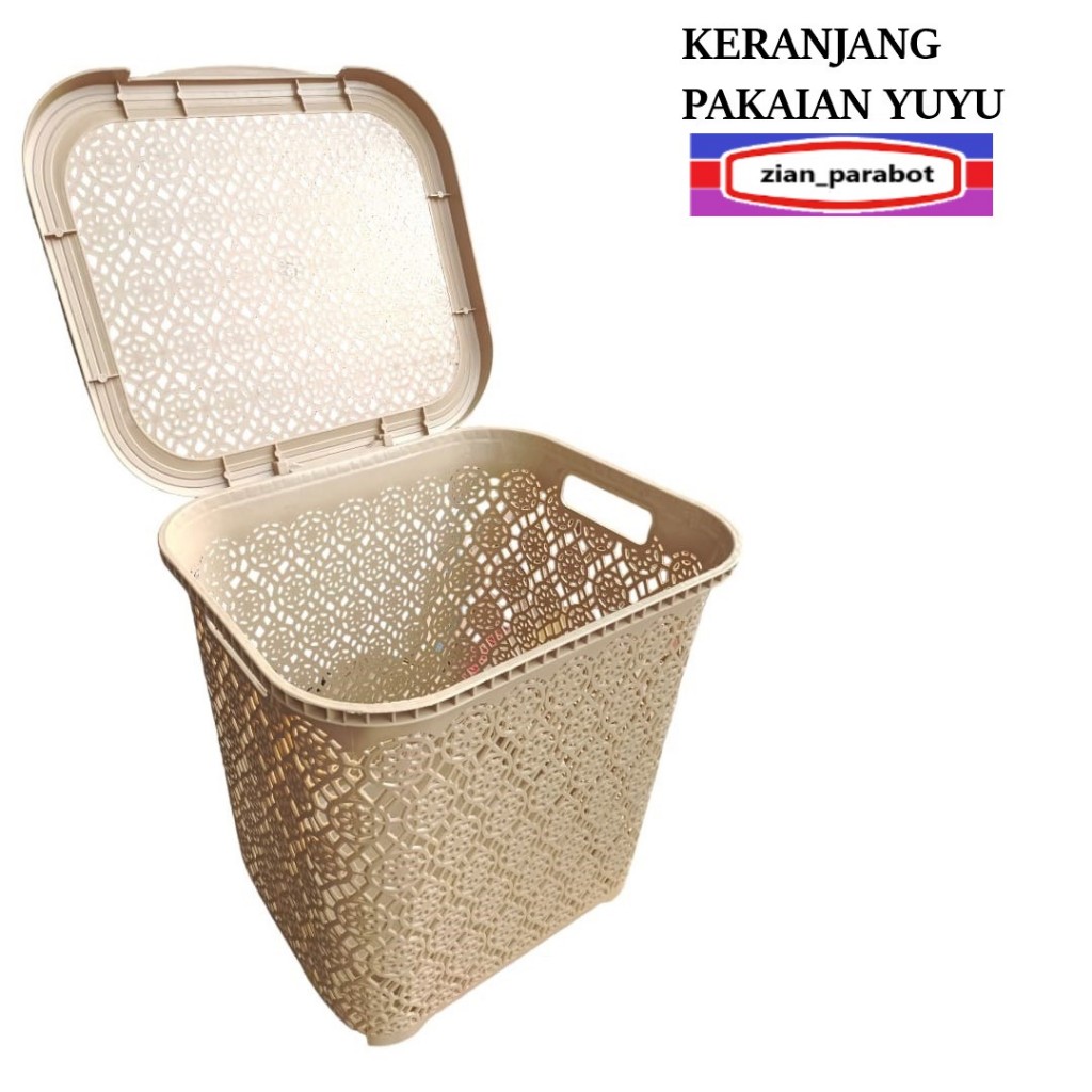 Keranjang Laundry / Keranjang Baju Plastik + Tutup Yuyu