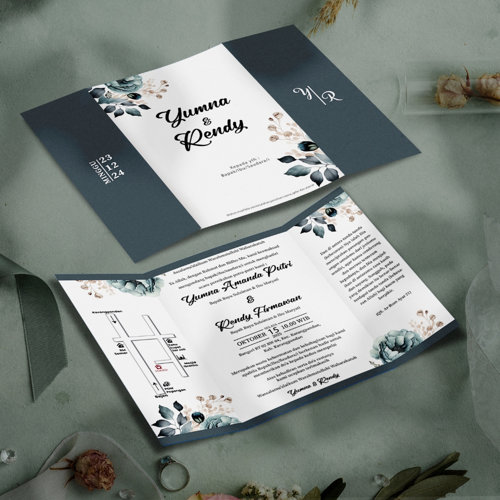 undangan pernikahan lipat 3 Simple dan Elgant. Undangan Pernikahan Murah | Undangan Khitanan | Undan