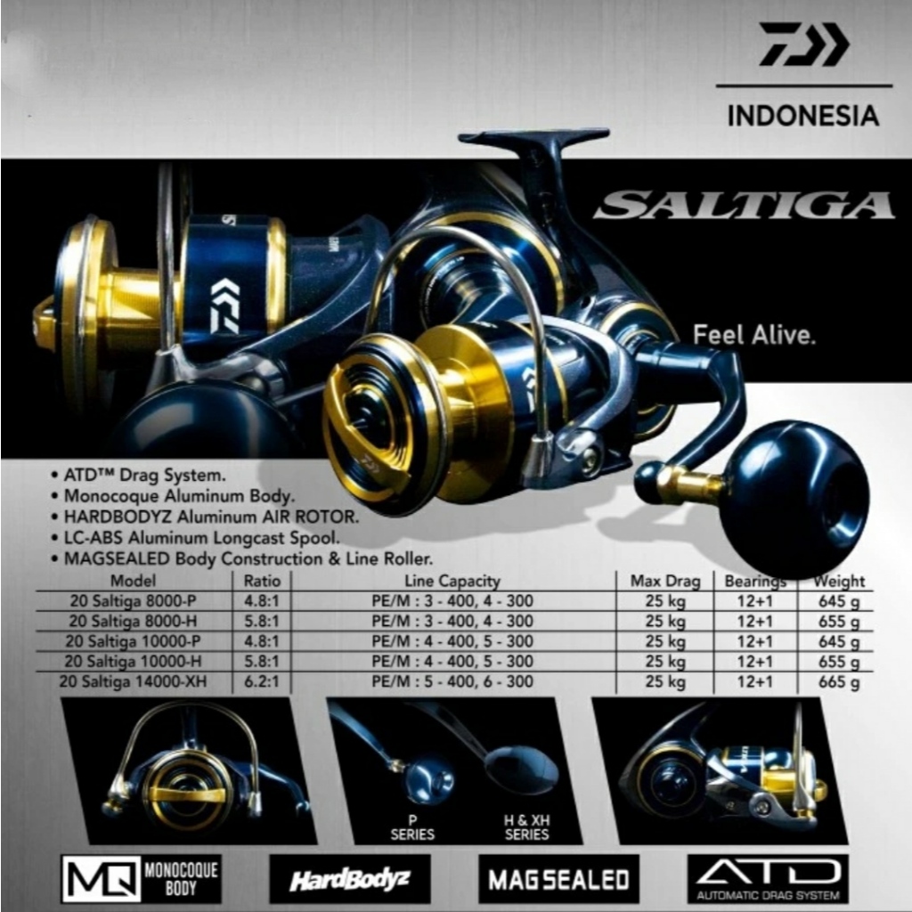 REEL SPINNING DAIWA SALTIGA 2020 - 8000P / 8000H / 10000P / 10000H - ORIGINAL