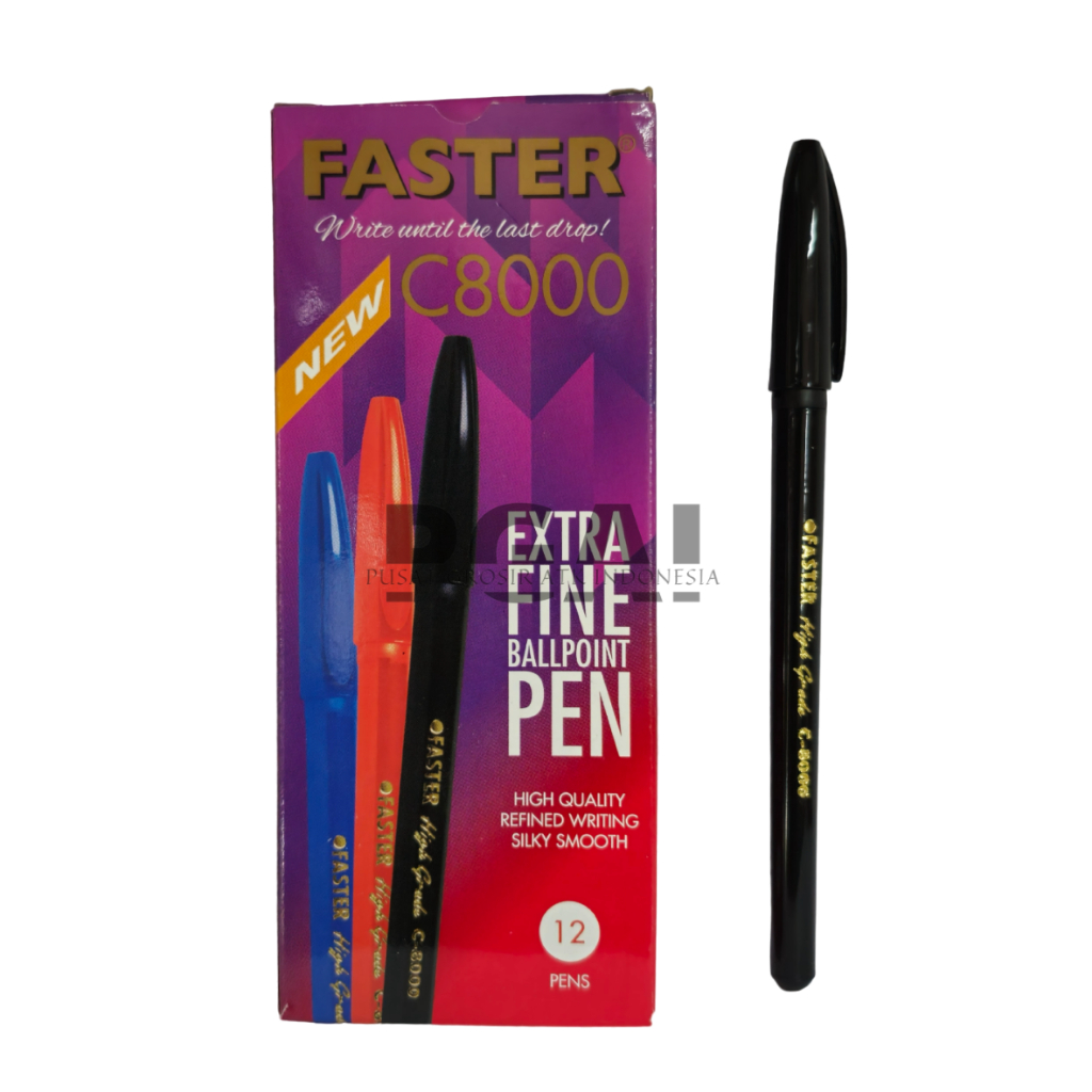 

BOLPOIN PULPEN BALLPOIN PEN FASTER C8000 1 PACK ISI 12 PCS TINTA HITAM STATIONERY