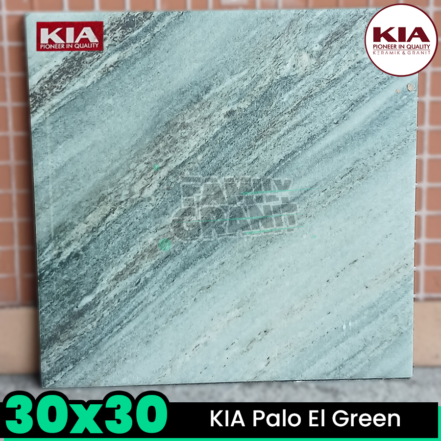 Keramik Kasar 30x30 KIA Palo El Green Motif Marmer Lantai Kamar Mandi / Teras / Garasi