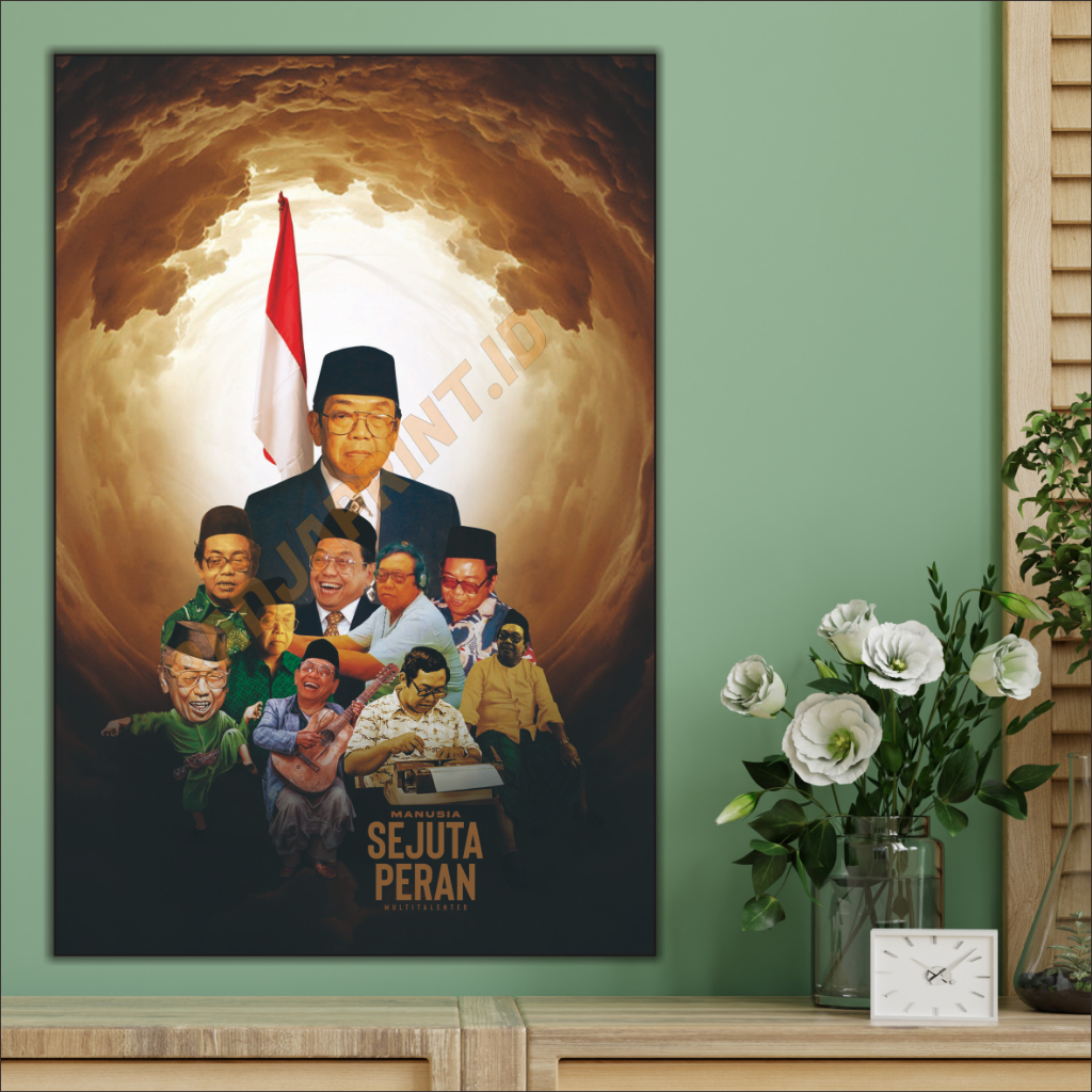 Radja Print Foto Gusdur Jumbo 30X45 CM Poster Gusdur Sudah Termasuk Bingkai Papan MDF