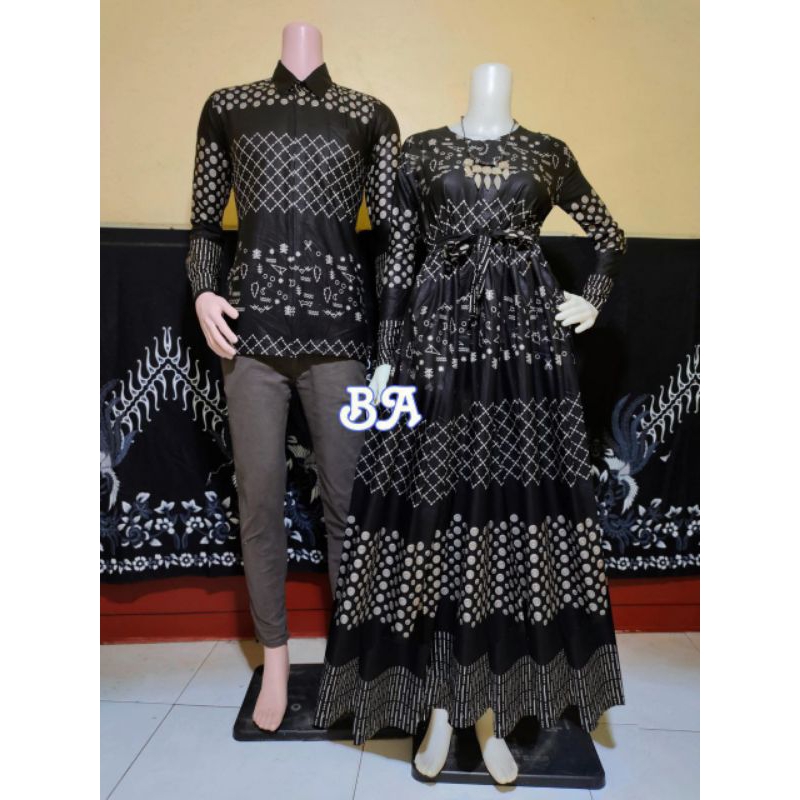 Batik gamis couple pasangan baju batik couple sarimbit  keluarga kekinian baju batik terbaru modern