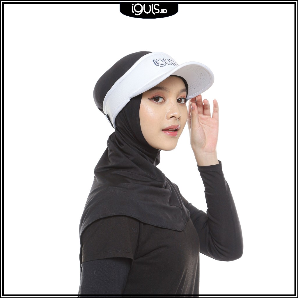 RB Iguls.ID Topi Olahraga Wanita Sport Hijab Standar Visor Warna Putih Kualitas Premium