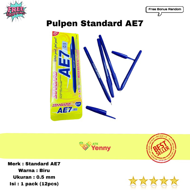 

Pulpen AE7 Standard / Bolpen AE7 Standard 0.5mm Warna Biru