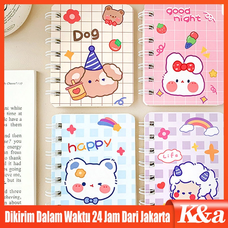 

4Pcs/Set A7 Buku Catatan Kecil Ukuran A7/Mini Notebook Motif Lucu Buku Notobook Ring