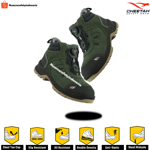 Sepatu Safety Cheetah ADV Jubatus Forest 6112G - Safety Shoes Cheetah Original