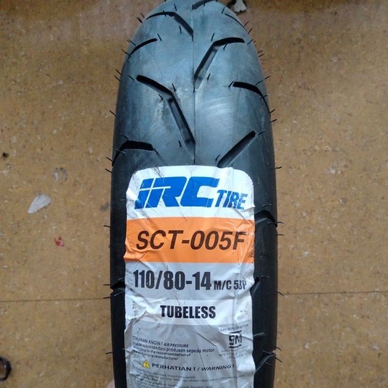 IRC 110/80 14 TUBELESS IRC SCT 005F BAN 110 80 RING14 SCT-005F SIZE STANDAR DEPAN BELAKANG AEROX PCX