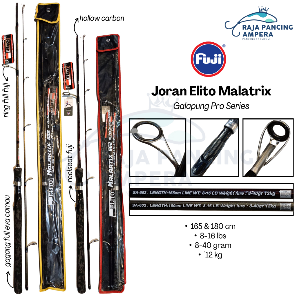 Joran Spinning Elito Malartix | Stik Pancing Ring Reelseat Fuji Hollow Carbon Gagang Full Busa Eva M