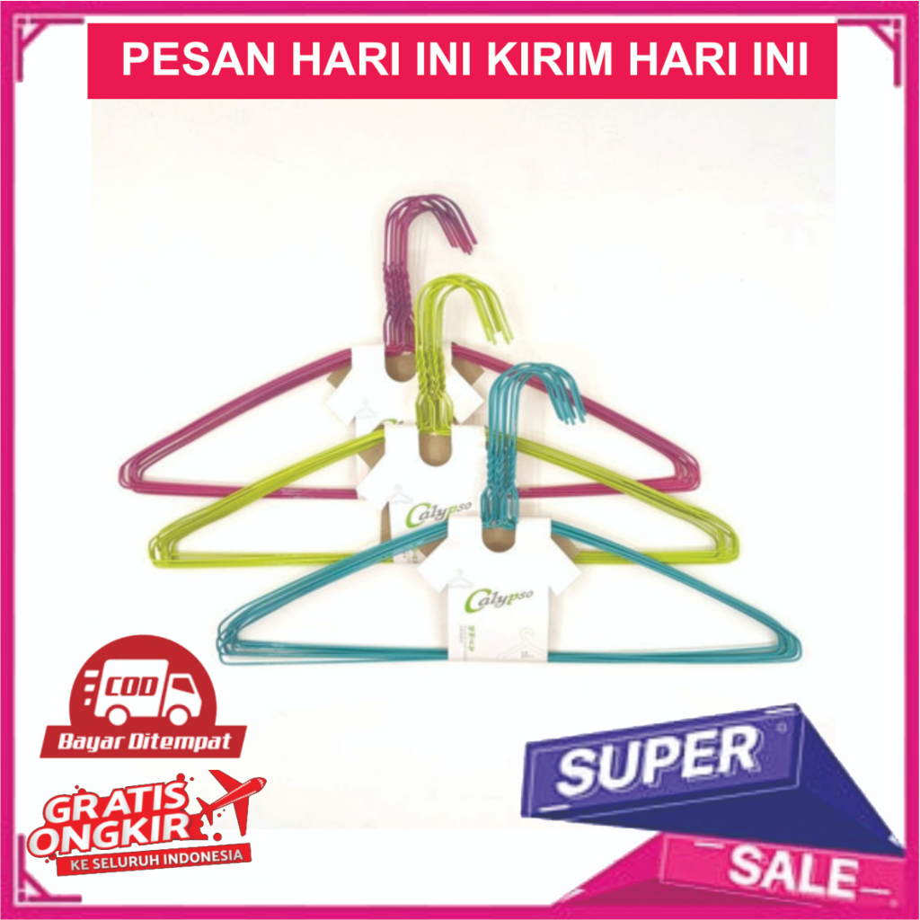 Hanger Kawat 10 Pcs biji  Hanger Baju Warna Warni Hanger Besi