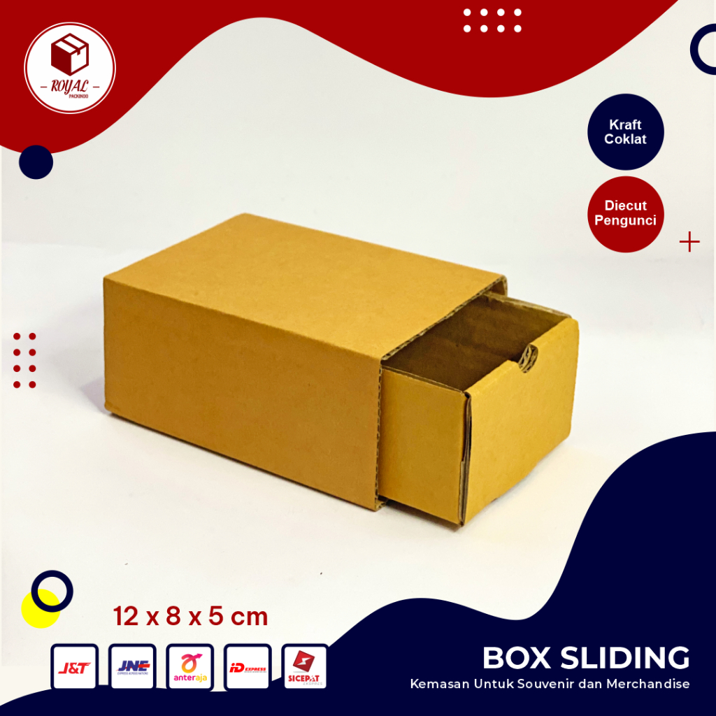 

Kardus / Box Sliding - ( Uk. 12 x 8 x 5 cm ) - Box Aksesoris E FLUTE - Bisa Custom Sablon Printing