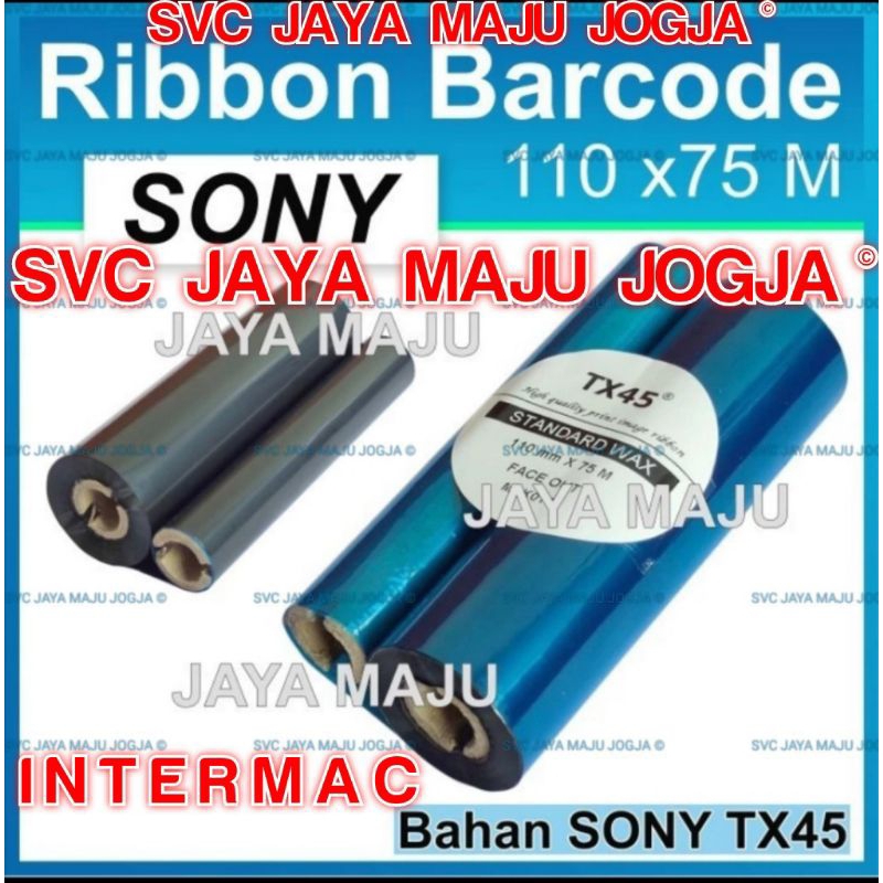 [ INTERMAC ]  TX45  110 MM  X  75 M   SONY  STANDARD WAX - FACE OUT  ||  CORE  ½" - DOUBLE CORE COAK