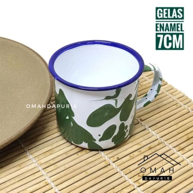 Gelas Mug Enamel Blirik 7cm / Gelas Blirik Jadul / Gelas Wedangan Unik