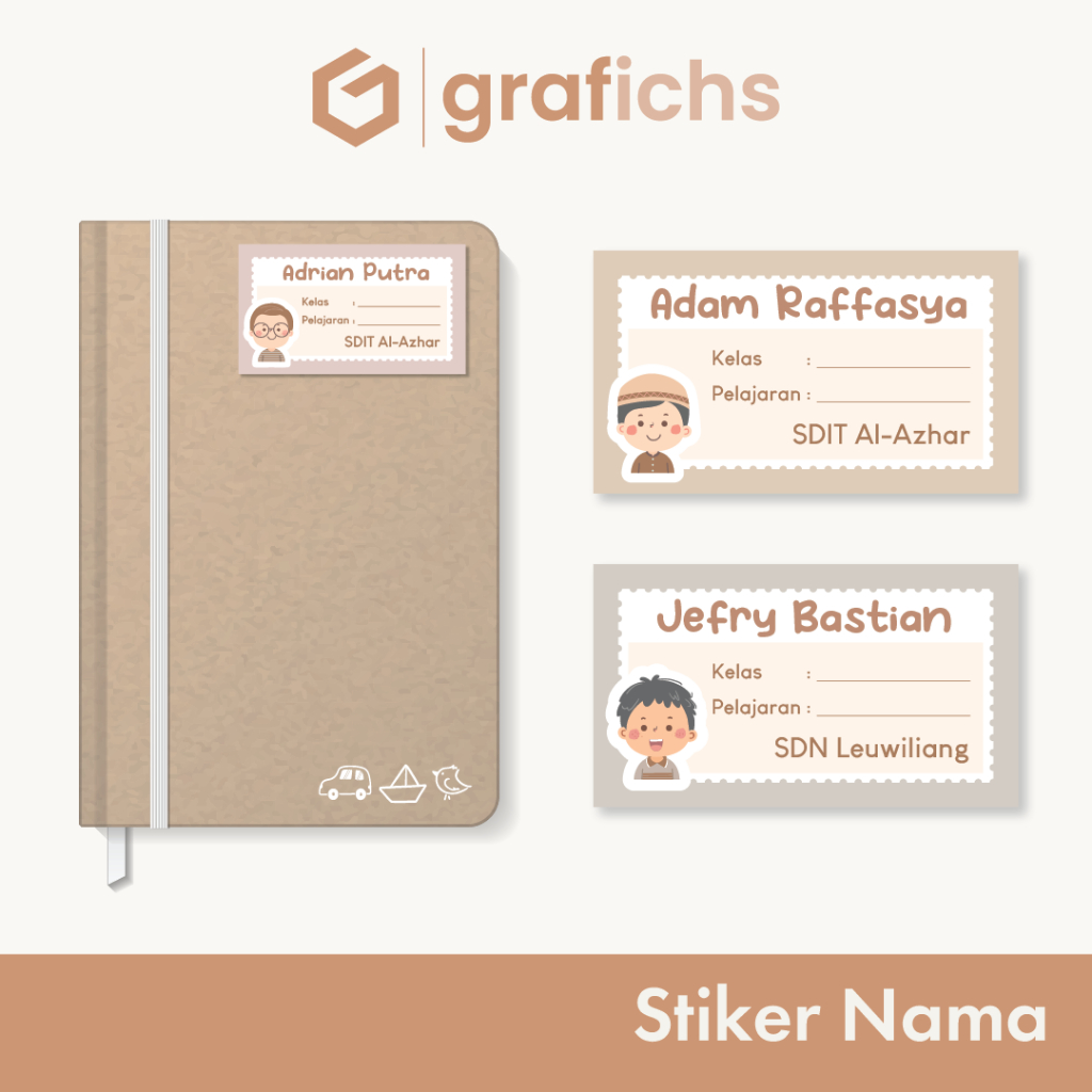 

[20 pcs] Stiker Nama Alat Tulis Sekolah GISS101-110 by Grafichs