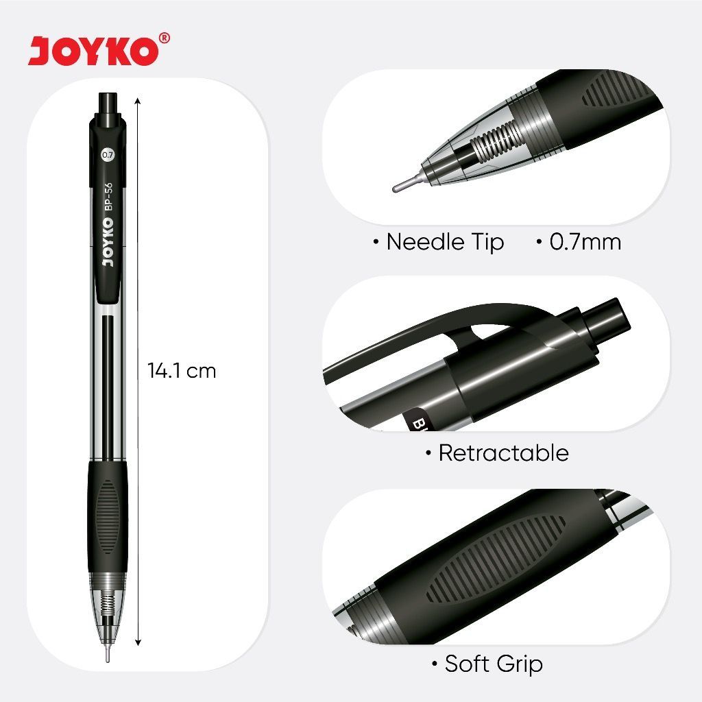 

RB Ball Pen Joyko BP-56/BP-260 0.7mm 12pcs (Hitam/Biru/Merah)