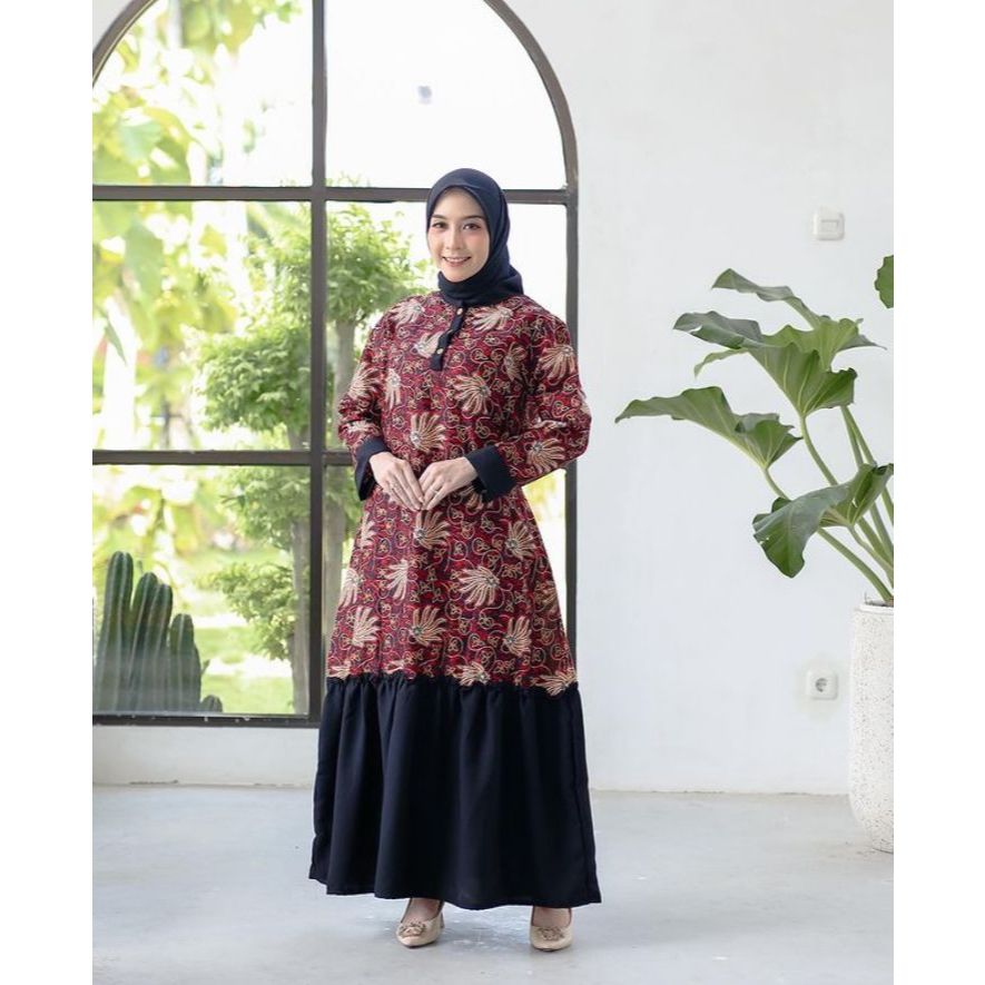 Benang Raja Gamis Motif Daun Padi