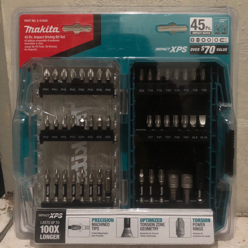 mata impact driver set Makita 45pc impact XPS
