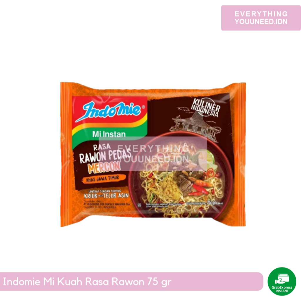 

Indomie Mi Kuah Rasa Rawon Pedas Mercon 75 Gr