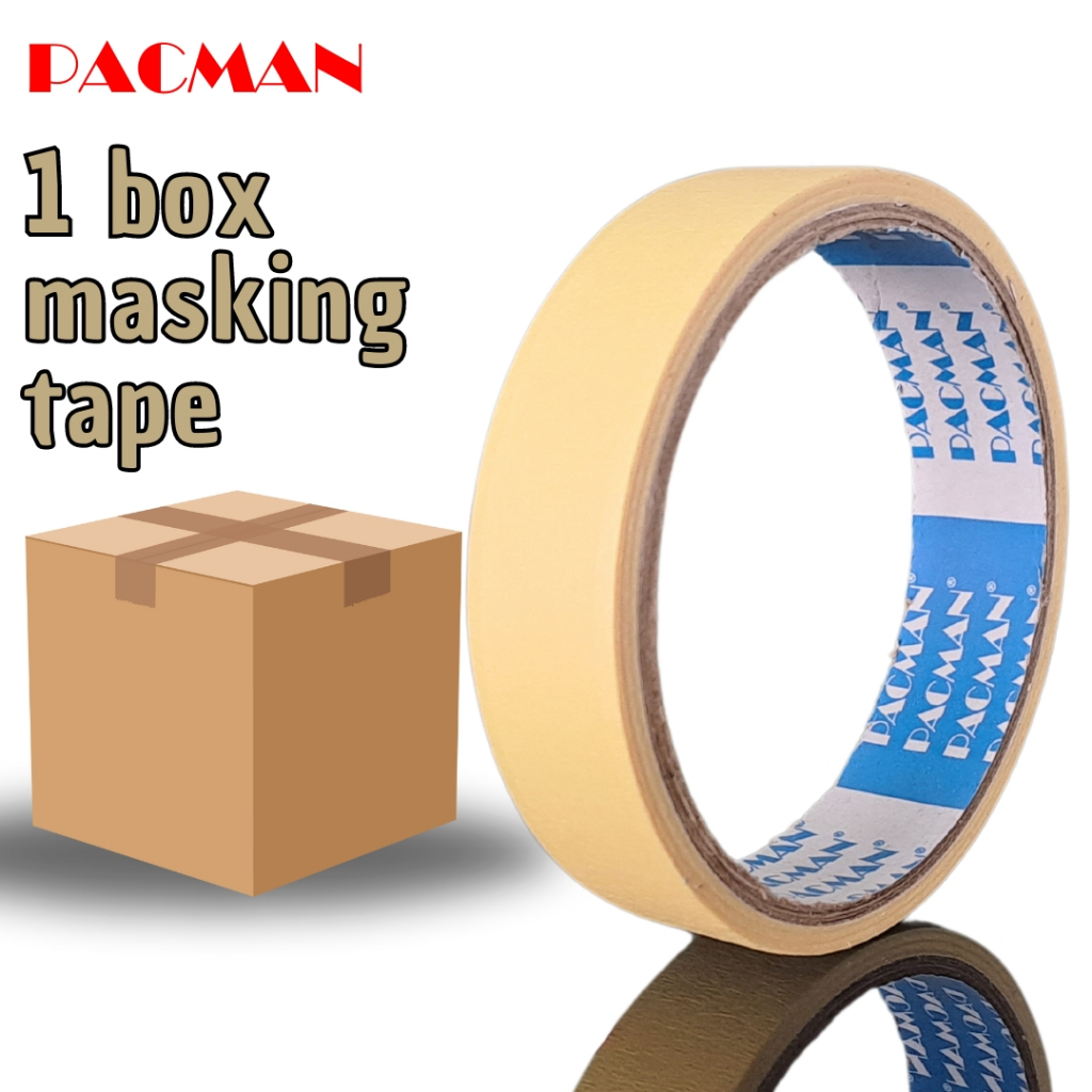 

1 box (96 pcs) masking tape 1 inci X 12 warna kuning merk PACMAN original 100%