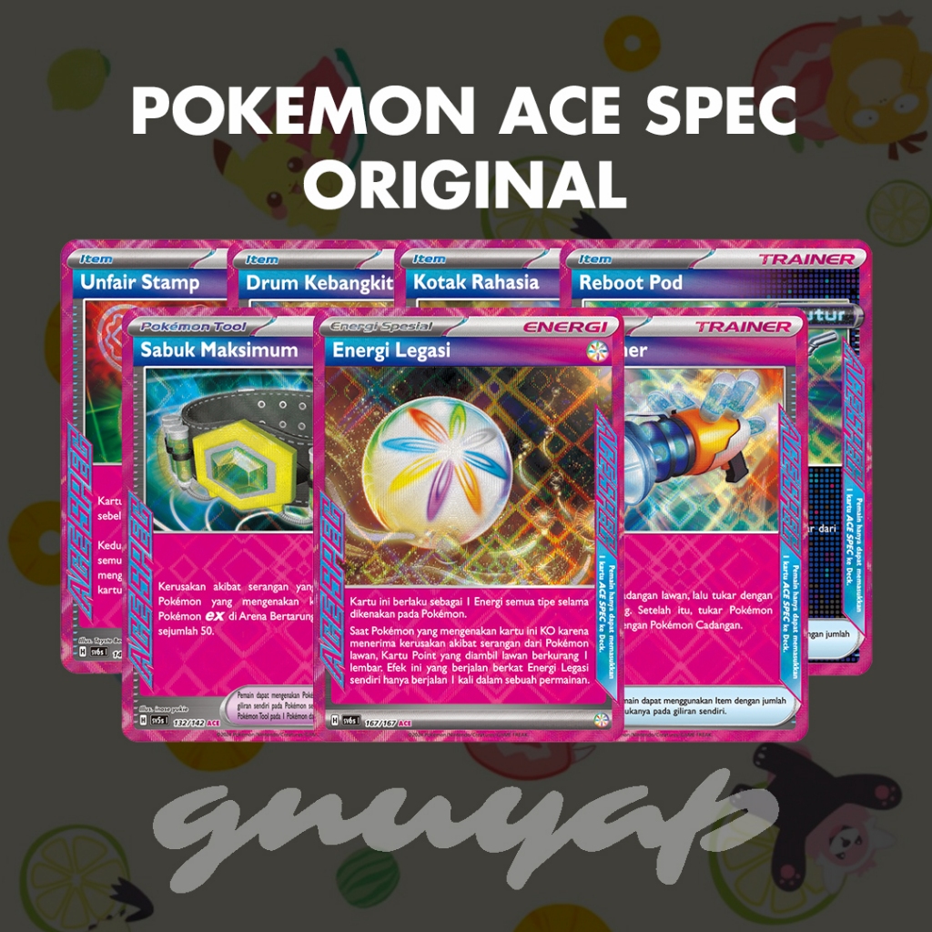 ACE SPEC pokemon tcg original indonesia kartu card trainer item energi spesial tool drum kebangkitan