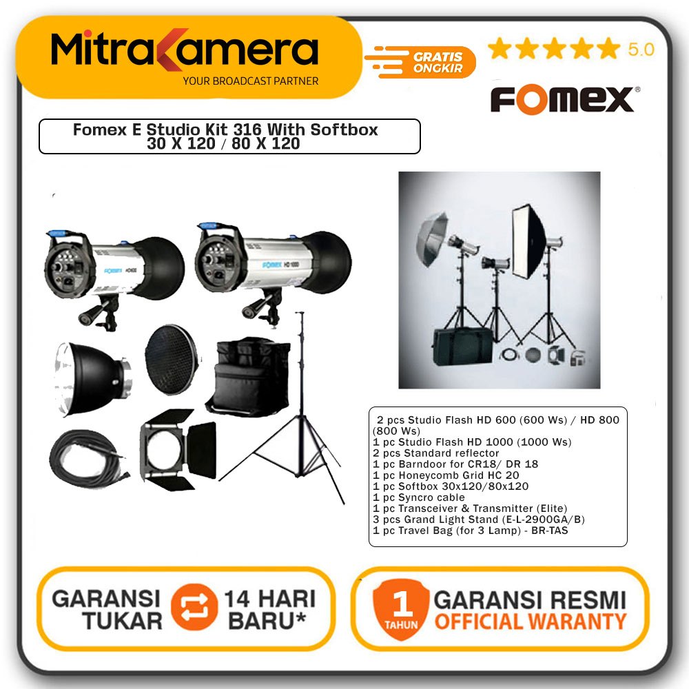 Fomex E Studio Kit 316 With Softbox 30 X 120 / 80 X 120