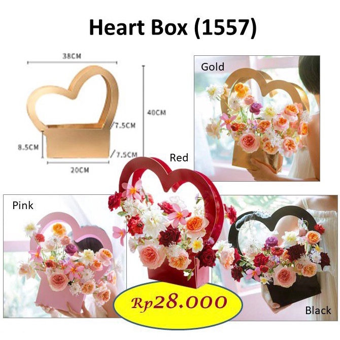 

Murah Meriah Heart Love Box kotak bunga bentuk hati soft box 1557