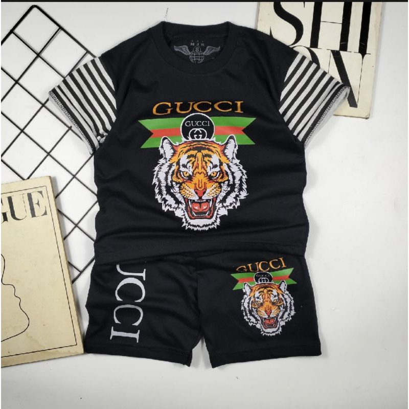 PDK STELAN BAJU ANAK LAKI-LAKI LENGAN PENDEK TERBARU MOTIF GUCCI TIGER USIA 1-10 TAHUN