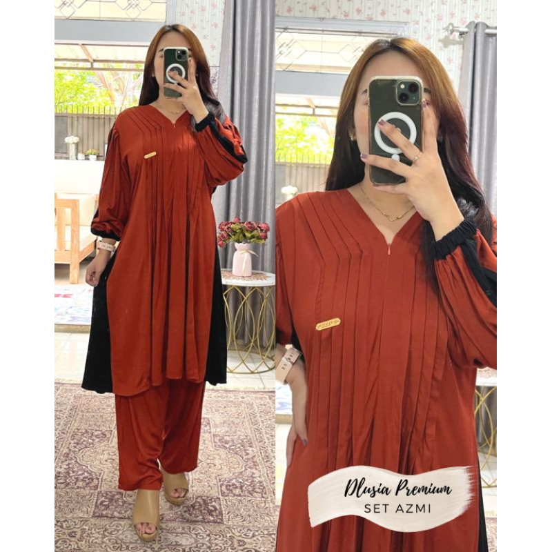 aisyahproduk | Dlusia SET AZMI - setelan twill premium - set muslimah semi jumbo - set tunik