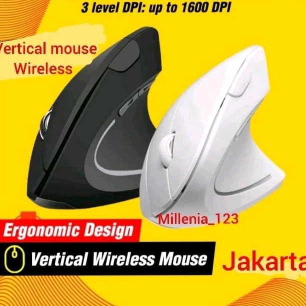 mouse wirelees vertical ergonomic gaming design RGB tanpa kabel mouse laptop pc