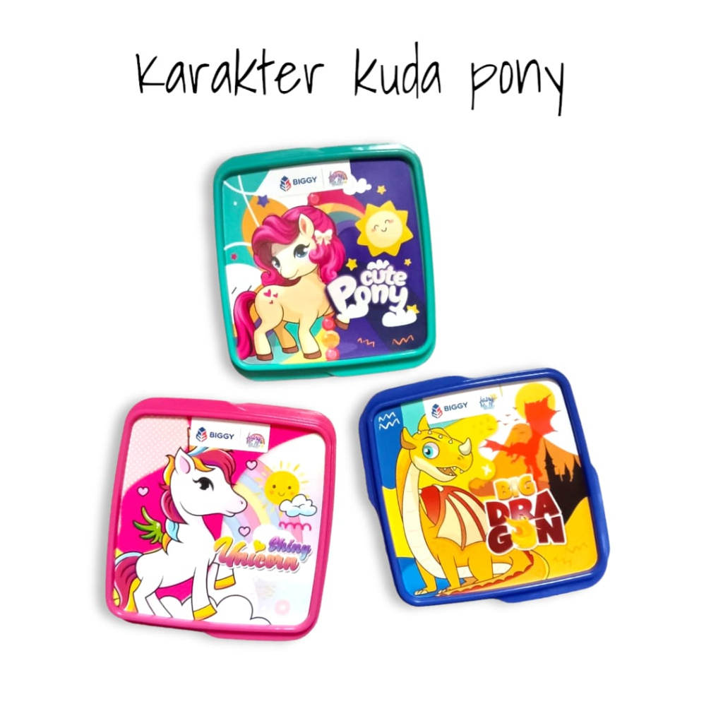 Tepak makan anak /tempat makan anak 2 sekat Karakter UNICORN / KUDA PONY/ BIG DRAGON/ LUNCH BOX BABY