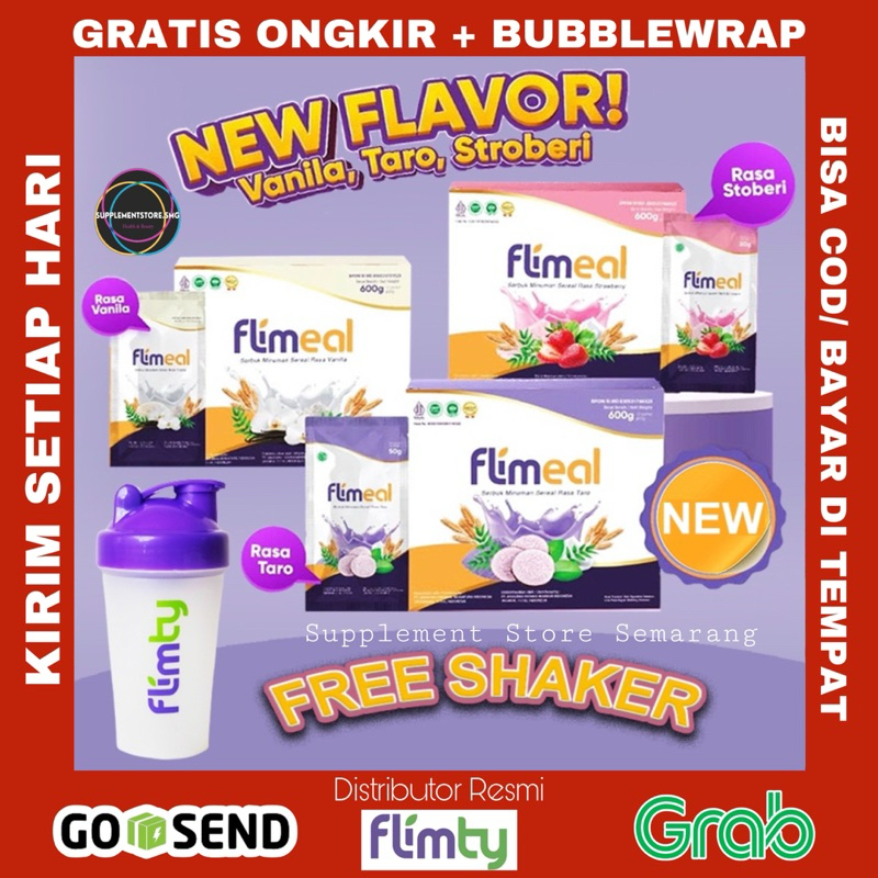 

[BONUS SHAKER!] FLIMEAL 1 BOX 12 Sachet Meal Replacement Pengganti Sarapan Susu Diet Rendah Kalori BPOM HALAL