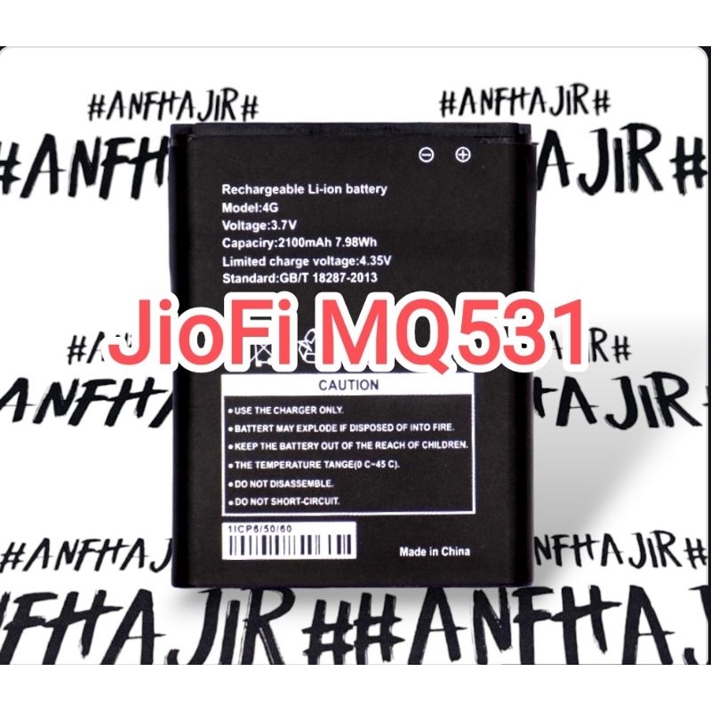 BATRE BATRAI MODEM MiFi 4g Lte JioFi MQ531 BATERAI BATREI WiFi JIO MQ 531 ORIGINAL (2100mAh)
