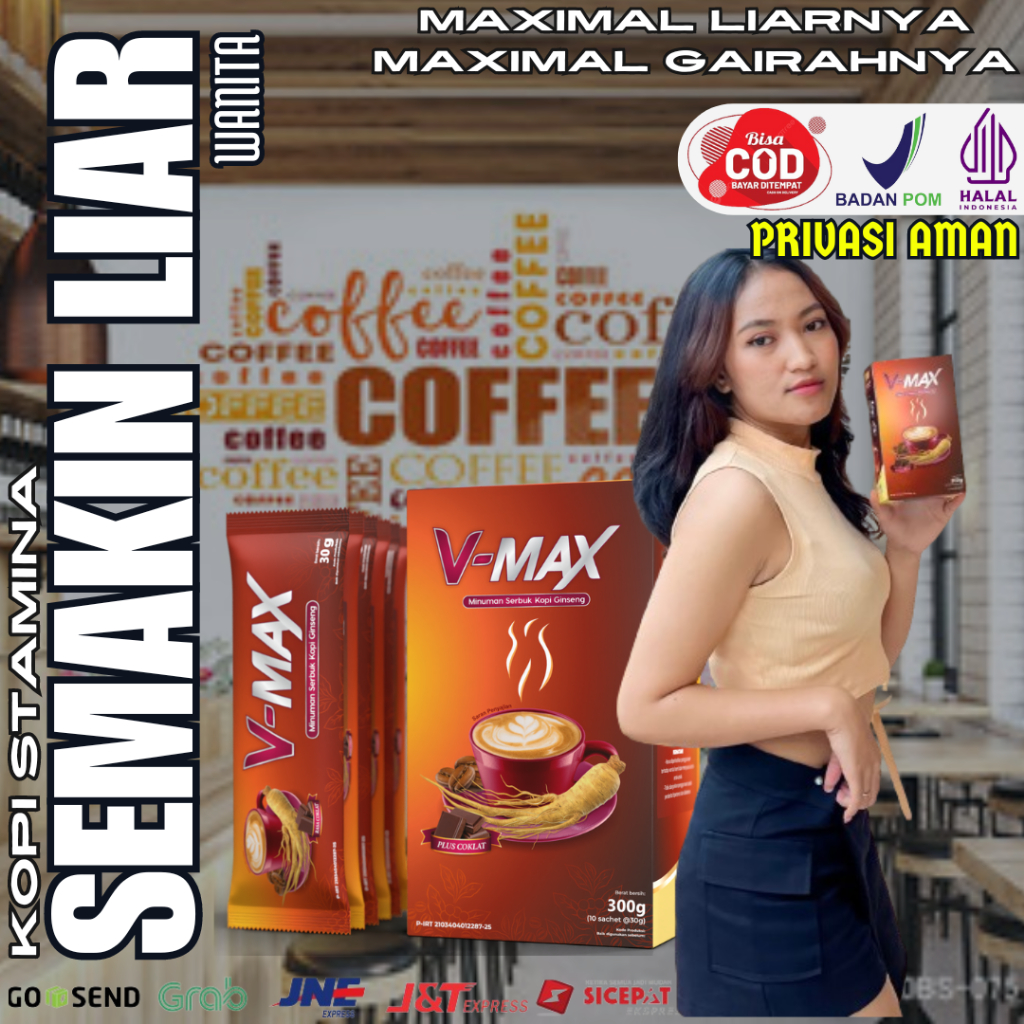

Kopi V-MAX penambah stamina wanita rasa coklat 1 box isi 10 sachet