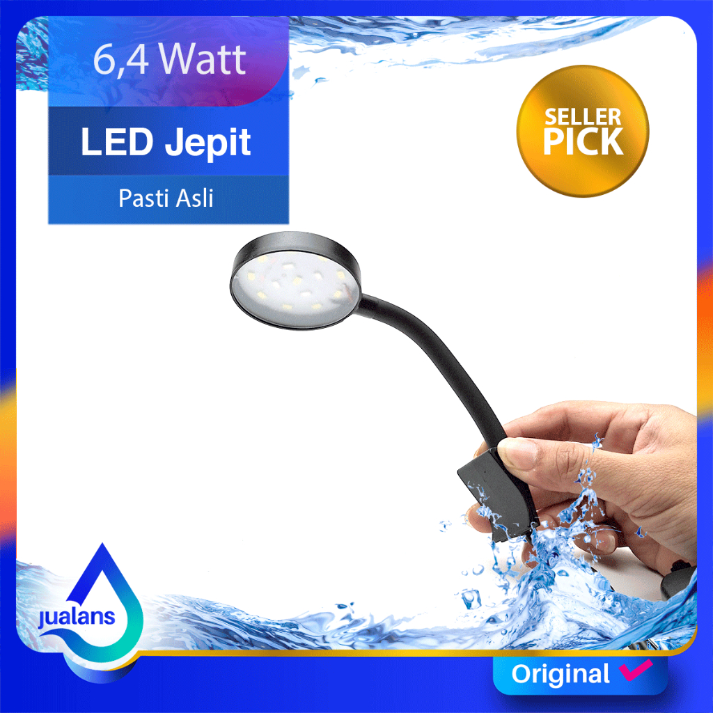 Lampu Aquarium Jepit LED Mini Clip AMARA Putih Biru model bulat kotak