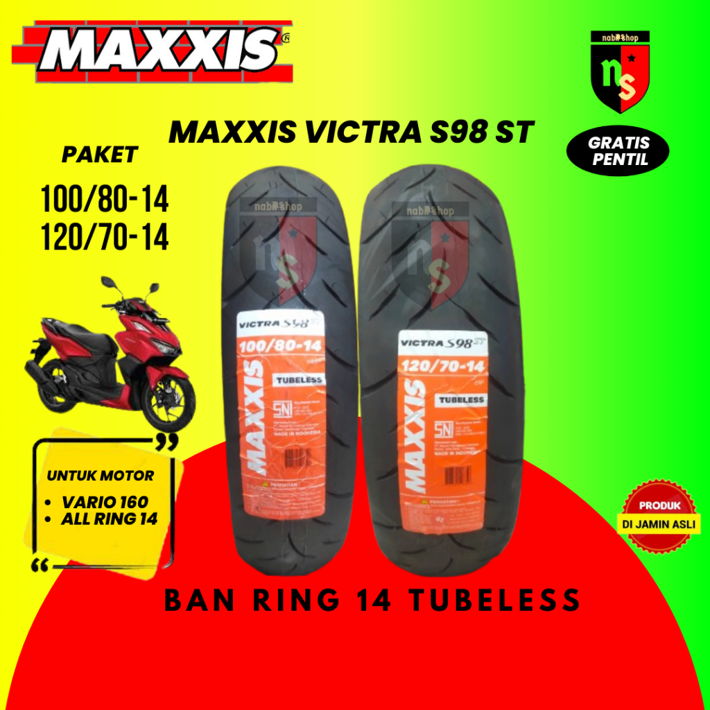 Paket Ban Maxxis Victra 100/80-14 dan 120/70-14 Ban Motor PCX Sepasang