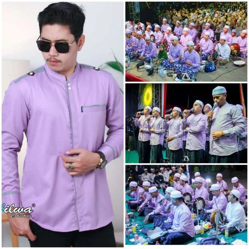 Baju koko hilwa lilac sragam az zahir - kemeja baju koko pria muslim dewasa lengan panjang original 
