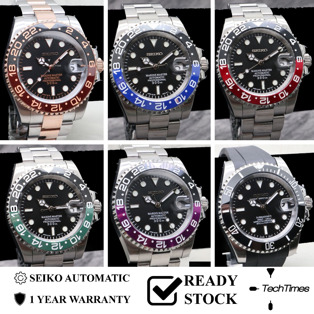 Seiko GMT Mod Batman Pepsi Coke Sprite Joker Seikomod NH35 Automatic