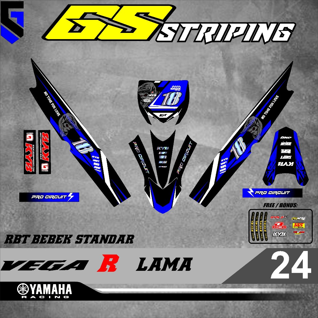 STICKER STRIPING MOTOR RBT VEGA R LAMA RBT VEGA BEBEK MODIF SUPERMOTO RBT new terbaru RBT GS V.24