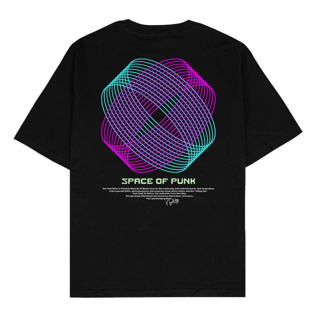 Ngab Kaos Baju Dewasa Sablon Glow In The Dark Space of Punk Hitam NB134 Unisex Cotton Combed 24s