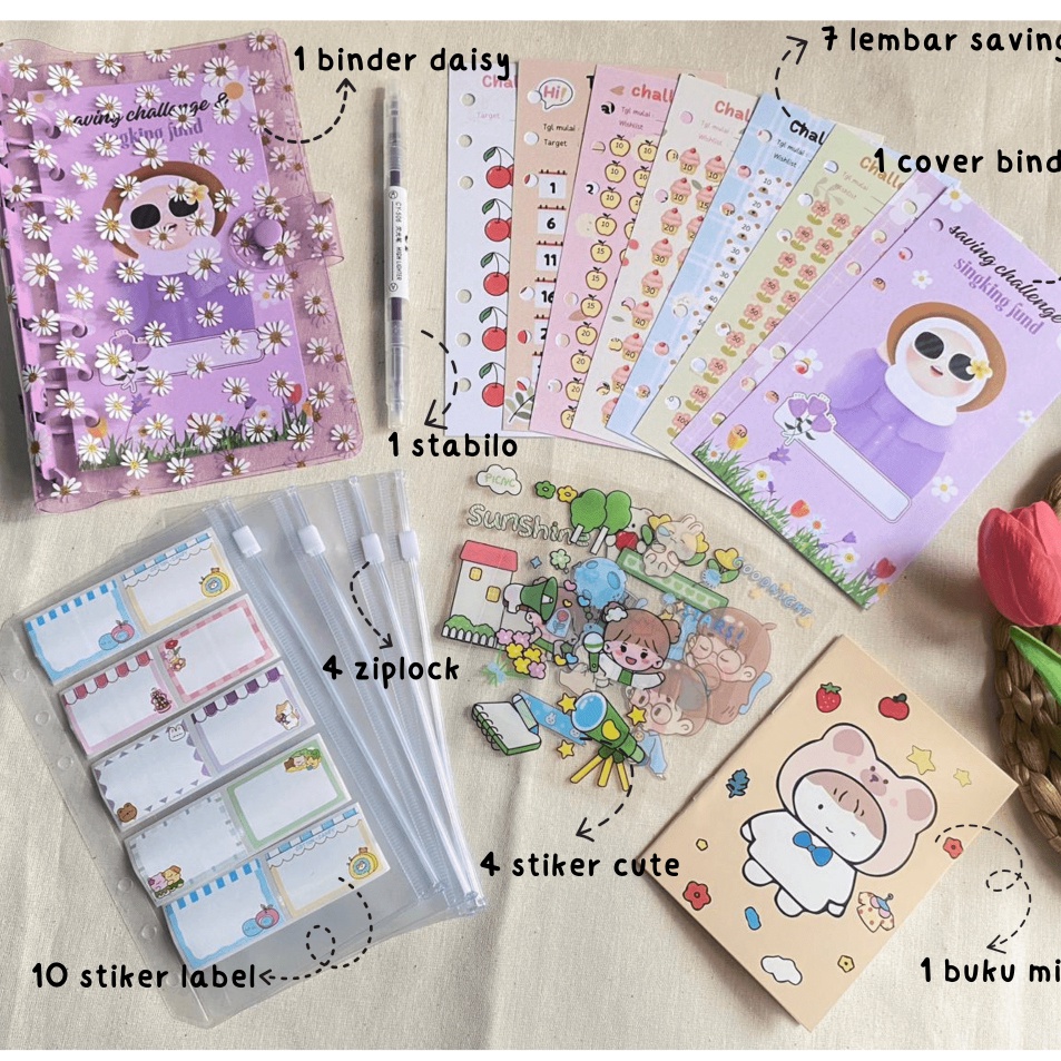 

Ramah Lingkungan PAKET NABUNG BINDER A6 DAISY PAKET BINDER MENABUNG A6