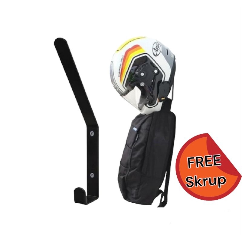 Gantungan Helm Gantungan Tas CLASSIC Hook Bahan Besi Kuat Kokoh + Free Sekrup