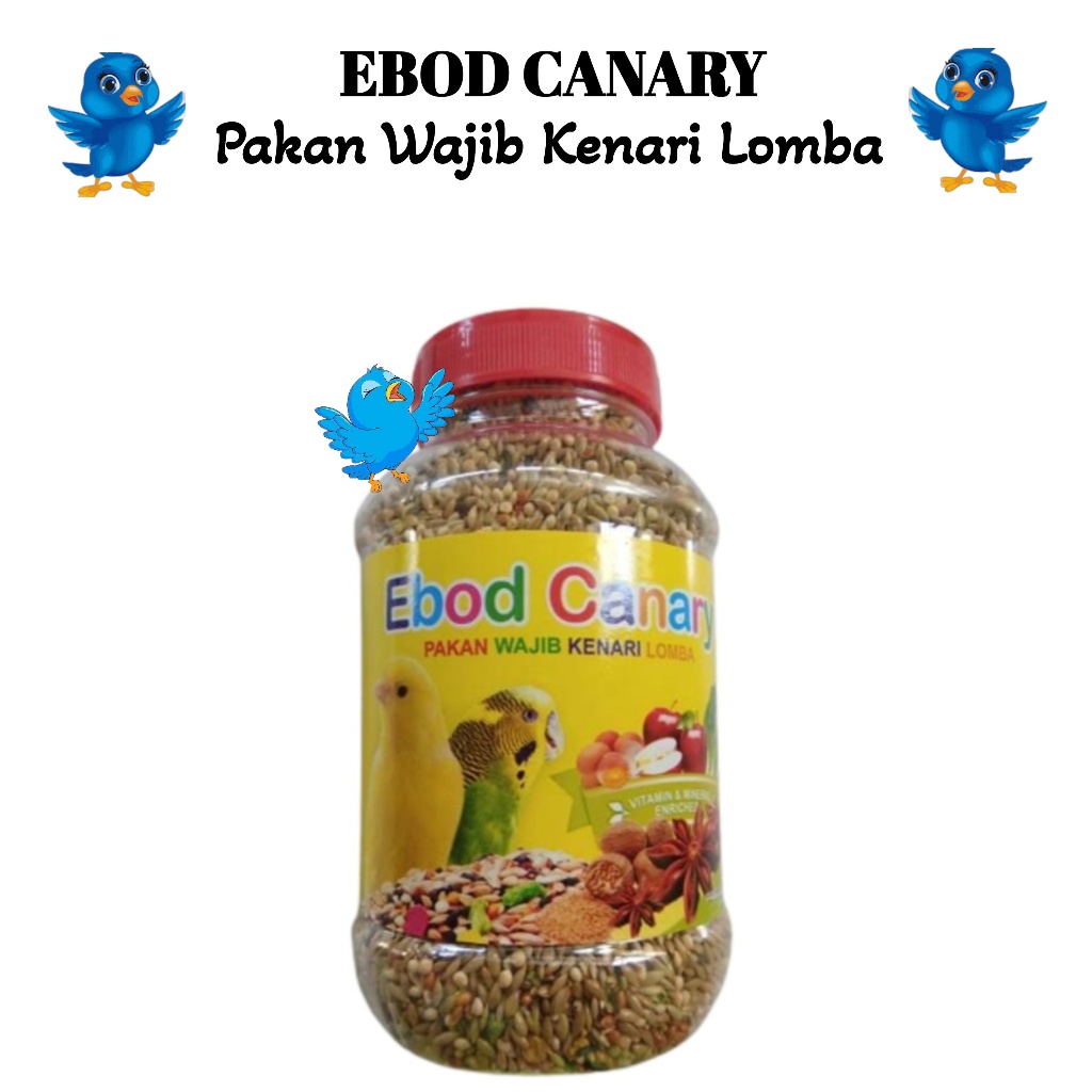 Pakan Makanan Burung Kenari Ebod Canary Botol 370gr Love Bird Parkit