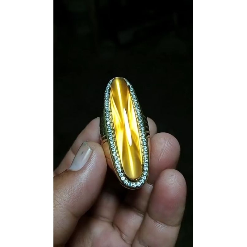 natural batu akik permata yellow Chalsedony contes item kalsedon kuning kontes ring perak 925
