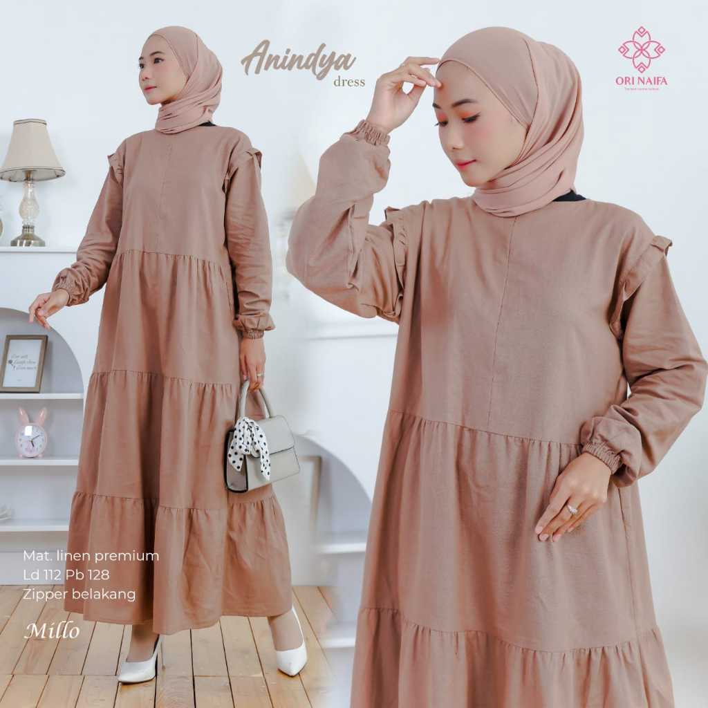 ANINDYA MAXY Dress Crinkle Simple Gamis dress wanita