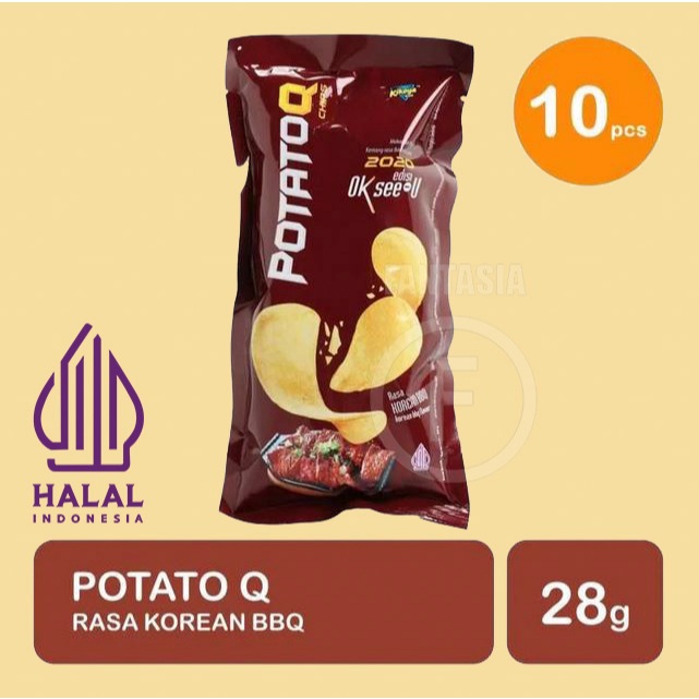 

POTATO Q SNACK CEMILAN MAKANAN RINGAN KOREAN BBQ PER PACK ISI 10 SACHET FUN CORNER DENGAN PAKING AMAN