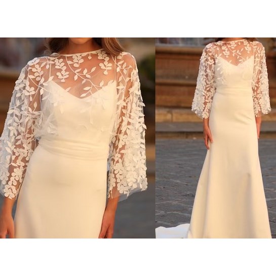 Boho Wedding Dress Topper, Lace Bridal Bolero, Wedding Bolero, Lace Bridal Cover Up, Lace Wedding Bo