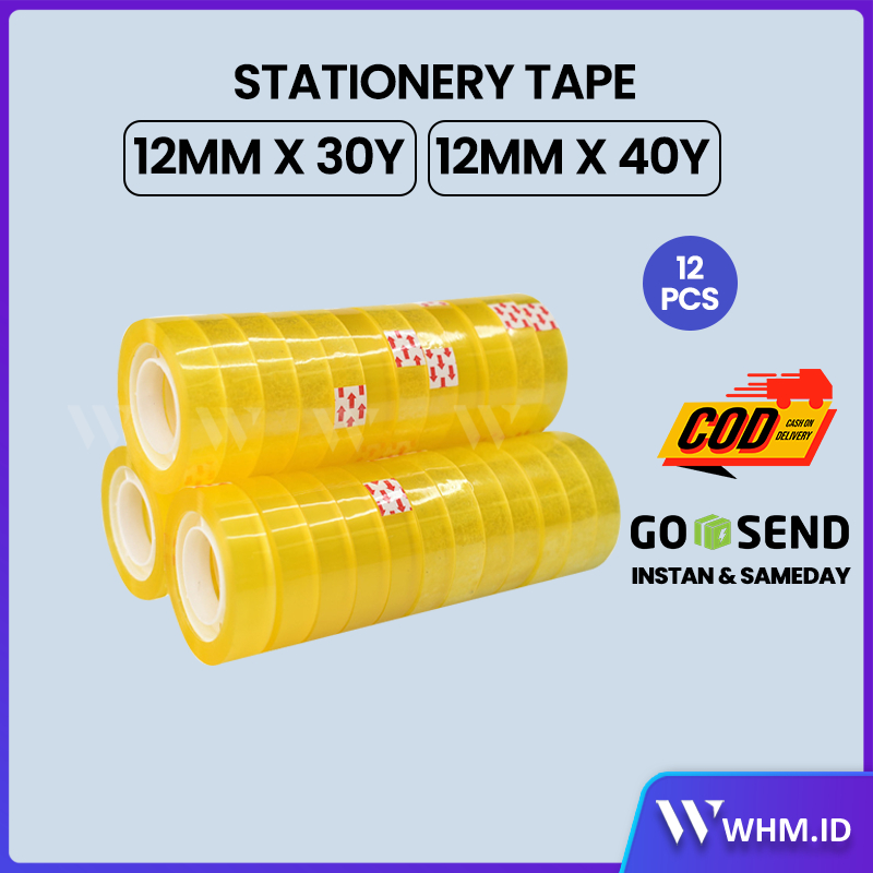 

HOKI ASLI FULL MURAH 1 Pcs Stationery Tape 12mmx30Y / 12mmx40Y Dan Selotip / Isolasi /Solatip