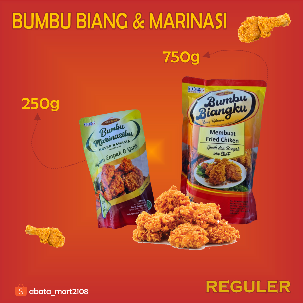 

ALIFA FOOD || PAKET BUMBU MARINASI || BUMBU BIANG CRISPY ||1KG II RESEP RAHASIA MEMBUAT OLAHAN AYAM