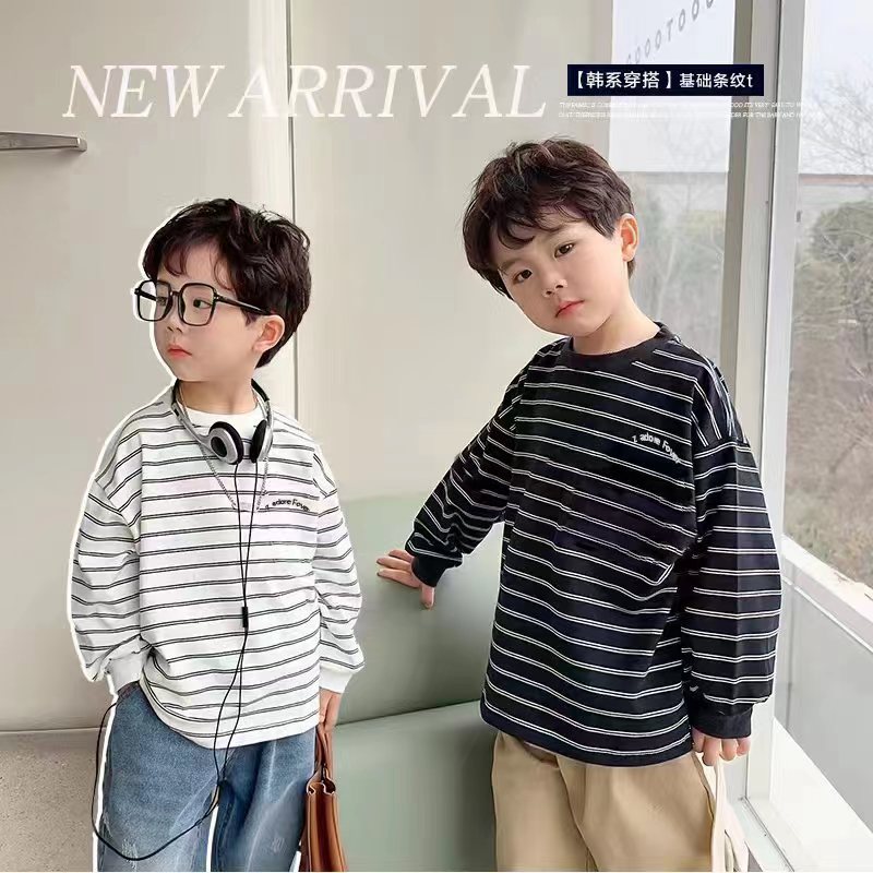 Atasan Anak Laki Laki 1 - 10 tahun Kaos Lengan Panjang Anak motif Garis